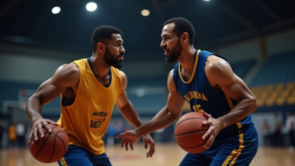 مدافع نشط يضغط على لاعب خصم يحمل الكرة، مع يدين مرفوعة بذكاء دون ملامسة